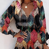 Heilin – Stilvolles Kleid mit lebendigem Print – Schwarz