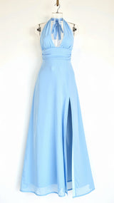 Anouk Halfter-Maxikleid – Blau