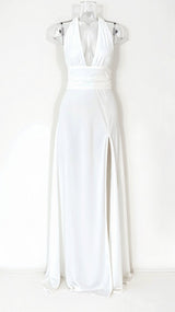 Anouk Halfter-Maxikleid – Weiß