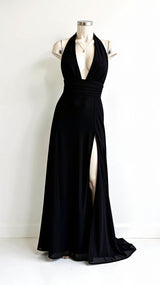 Anouk Halfter-Maxikleid – Schwarz