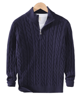 Anton Kabelstrickpullover – Marineblau
