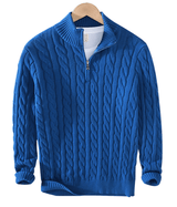 Anton Kabelstrickpullover – Blau