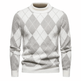 Arvid Gestreifter Turtleneck Pullover – Hellgrau