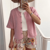 Babette Strickjacke mit Knöpfen – Rosa