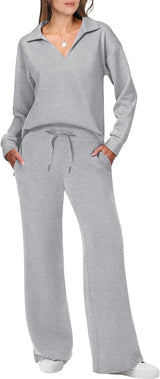 Briar Lässiges Pullover- und Hosenset – Grau