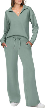 Briar Lässiges Pullover- und Hosenset – Grün