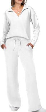 Briar Lässiges Pullover- und Hosenset – Weiß