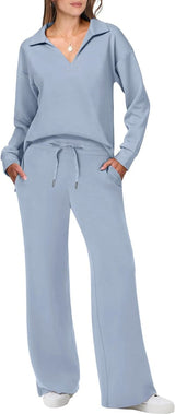 Briar Lässiges Pullover- und Hosenset – Hellblau