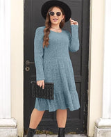 Carolla Strickkleid mit langen Ärmeln – Blau