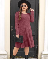 Carolla Strickkleid mit langen Ärmeln – Burgundisch