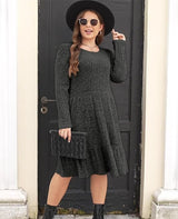 Carolla Strickkleid mit langen Ärmeln – Dunkelgrau