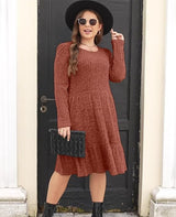 Carolla Strickkleid mit langen Ärmeln – Orange
