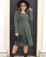 Carolla Strickkleid mit langen Ärmeln – Olivgrün