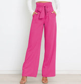 Chantal Weite Hose mit Bindegürtel – Rosa