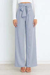 Chantal Weite Hose mit Bindegürtel – Himmelblau
