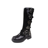 Darcie Kniehohe Gothic-Stiefel – Schwarz