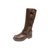 Darcie Kniehohe Gothic-Stiefel – Braun