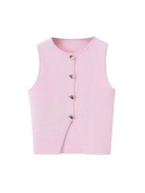 Deasia Gestricktes Crop-Top mit Frontschlitz – Rosa