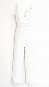Eleonora Boho-Overall mit weitem Bein – Weiß