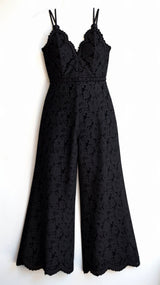 Eleonora Boho-Overall mit weitem Bein – Schwarz