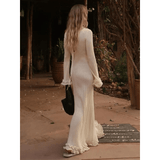 Ellasandra Langärmeliges Maxikleid – Weiß
