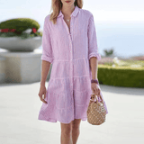 Mariel | Leichtes gestreiftes Kleid – Hellrosa