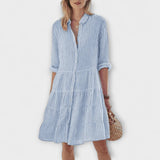 Nadie - Gestreiftes Luftiges Kleid – Blau