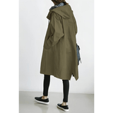 Damen Trenchcoat mit Kapuze – Leichte Übergangsjacke im eleganten Design – Armeegrün