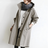 Damen Trenchcoat mit Kapuze – Leichte Übergangsjacke im eleganten Design – Grau