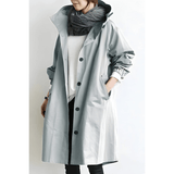 Damen Trenchcoat mit Kapuze – Leichte Übergangsjacke im eleganten Design – Hellblau