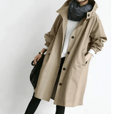 Damen Trenchcoat mit Kapuze – Leichte Übergangsjacke im eleganten Design – Khaki