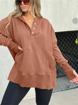 Emmanuelle Hoodie mit Handwärmern – Braun