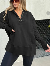 Emmanuelle Hoodie mit Handwärmern – Schwarz