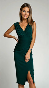 Viola - Damen Abendkleid mit plissiertem Design und zeitlosem Stil – Grün
