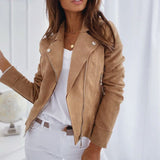 Vintage Bikerjacke – Stylische Übergangsjacke mit Reißverschlussdetails – Khaki