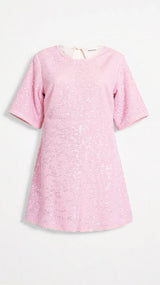 Guinevere Paillettiertes Minikleid – Rosa