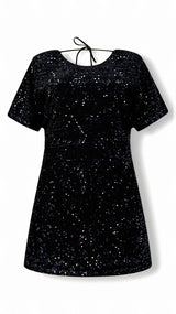 Guinevere Paillettiertes Minikleid – Schwarz