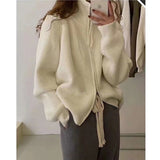 Halsey Strickjacke mit Reißverschluss – Cremeweiß