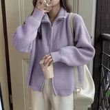 Halsey Strickjacke mit Reißverschluss – Lila