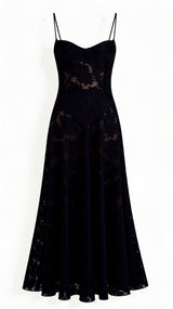 Hannah Floral Transparentes Maxikleid – Schwarz