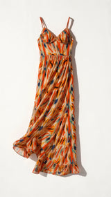 Hanne Ärmelloses Kleid mit Blumendruck – Orange Rot