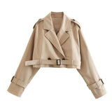 Stylischer Damen Trenchcoat | Kurz – Khaki