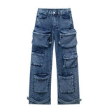 Ines Streetwear-Jeans mit Weitem Bein – Blau