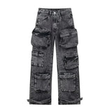 Ines Streetwear-Jeans mit Weitem Bein – Schwarz
