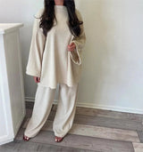 Ingrid Geripptes Loungewear-Set – Weiß