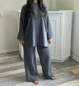 Ingrid Geripptes Loungewear-Set – Blau