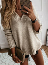 Jacinth V-Ausschnitt Strickpullover – Beige