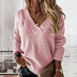 Jacinth V-Ausschnitt Strickpullover – Rosa