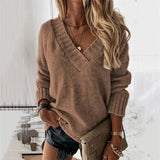Jacinth V-Ausschnitt Strickpullover – Braun