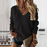 Jacinth V-Ausschnitt Strickpullover – Schwarz
